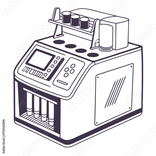 Creative PCR Machine Vector Illustration | Clean and Modern Design for Genetic Testing, Molecular Biology, and Medical Laboratory Projects	