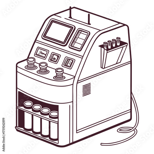 Creative PCR Machine Vector Illustration | Clean and Modern Design for Genetic Testing, Molecular Biology, and Medical Laboratory Projects	
