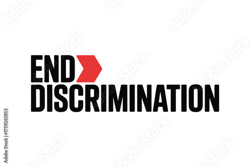 Vector art of end discrimination concept with red arrow symbol