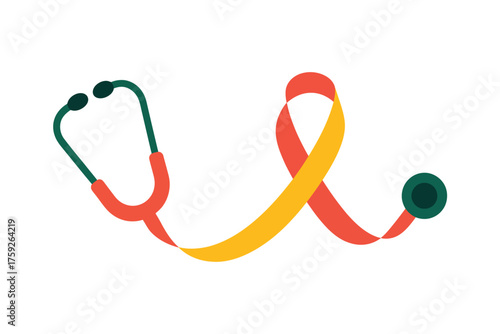 Vector art of childhood cancer awareness ribbon with stethoscope