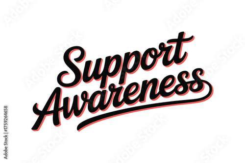 Vector art of support awareness lettering with shadow effect