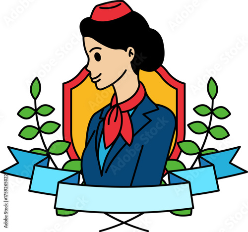 logotype icon of an air hostess cabin crew