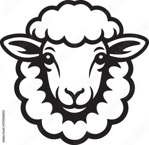 Of a sheeps head isolated on white background in black and white