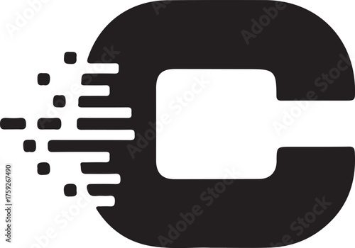 Letter c logo with pixel effect isolated on white background technology and digital