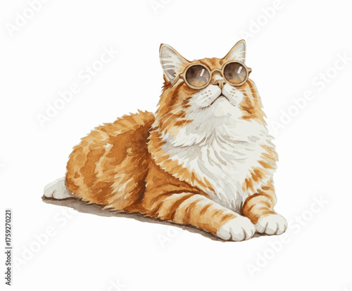Striped Companion orange tabby isolated watercolor vector illustration svg