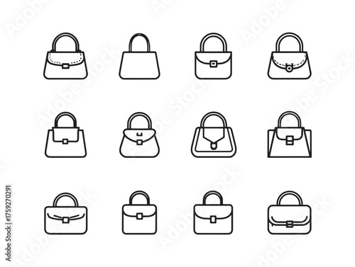 Fashion Handbag line art trendy classic look
