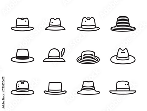 Fashion Hat line art elegant bold shapes