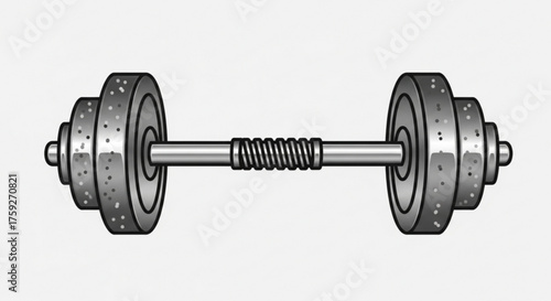 Illustration of a dumbbell with weights on either side, , perfect for fitness and exercise content creation