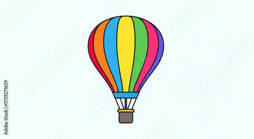 Colorful hot air balloon, a whimsical illustration of flight and adventure in a vibrant cartoon style