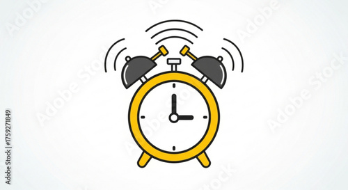Alarm clock ringing, a classic symbol of time, wakeup calls, and reminders, perfect for timerelated designs