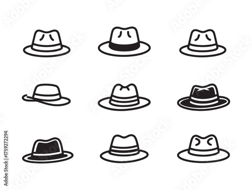 Fedora Hat Line Art Elegant Classic Fashion