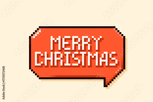 Pixel art Merry Christmas Speech bubble.