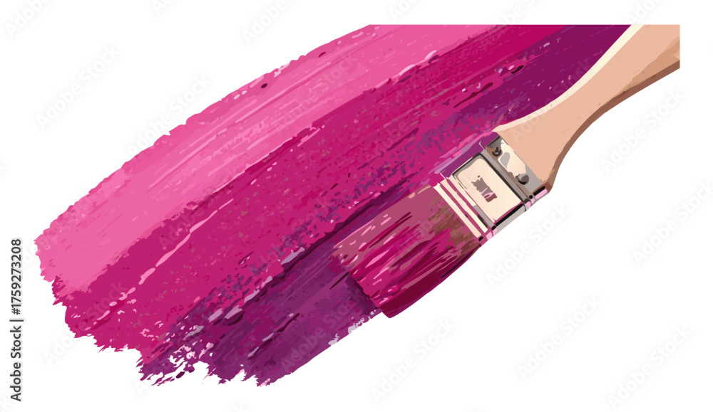 Obraz premium Paintbrush applying pink and purple paint on white background forming dynamic splash with wave like texture suitable for abstract templates decorative projects or creative design use