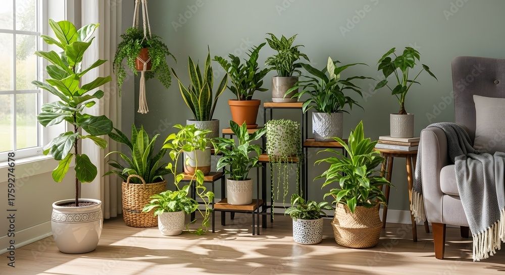Fototapeta premium Beautiful Indoor Houseplants Green Home Decor