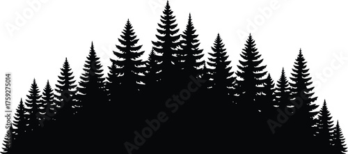 Wallpaper Mural Vector art of silhouette of a dense forest of pine trees Torontodigital.ca