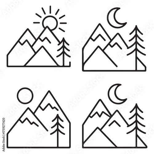 Mountain Peaks and Landscape Vector Illustration Design