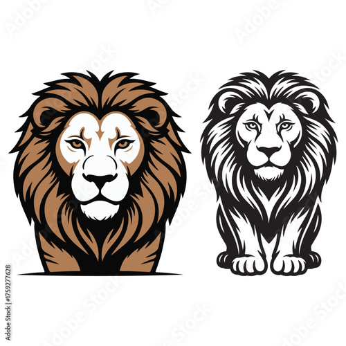 Lion and Lioness Vector Illustration of Wild Animal Design