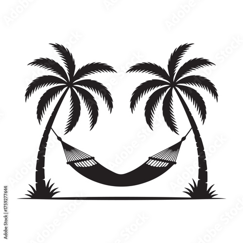 Palm Tree Silhouette on Tropical Beach at Sunset