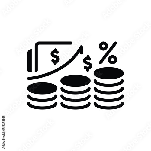 Black solid icon for inflation rate