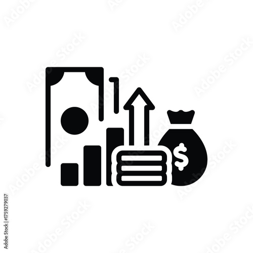 Black solid icon for monetary inflation