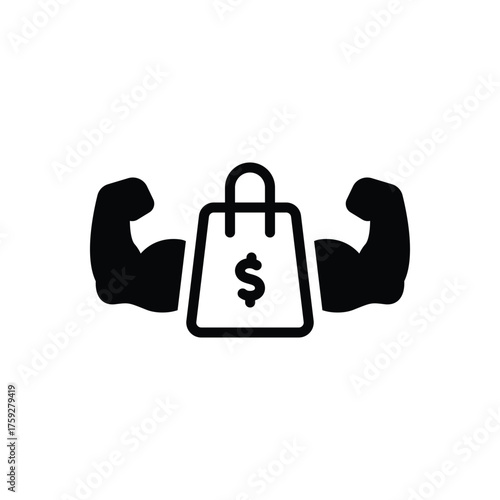Black solid icon for purchasing power