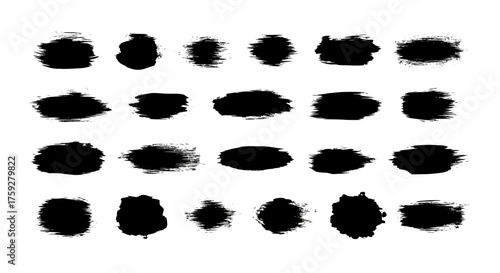 Collection of Abstract Hand Drawn Brush Stroke Elements for Graphic Design Applications