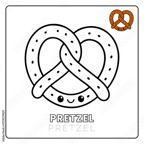 Pretzel Cute Dessert Food Children coloring page