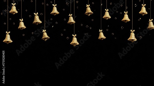 Luxurious Black and Gold Christmas Tree Background Image—Adorned with Shiny Gold Ornaments, Glittering Accents, and Elegant Details, Perfect for Holiday Cards, Festive Decor, Branding