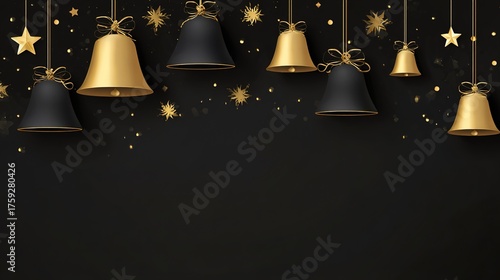 Luxurious Black and Gold Christmas Tree Background Image—Adorned with Shiny Gold Ornaments, Glittering Accents, and Elegant Details, Perfect for Holiday Cards, Festive Decor, Branding
