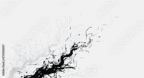 Abstract black ink flowing and spreading across a stark white background, creating intricate organic patterns.