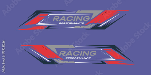 Vector side body graphic sticker design for car with sports stripes, racing decals, and custom wrap for car tuning and performance styling