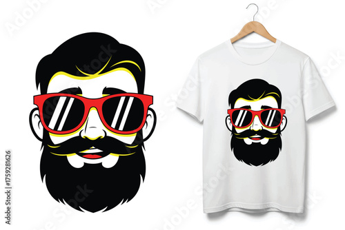 Cool bearded man with sunglasses vector graphic for t-shirt design and more vector