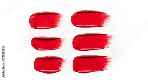 Vibrant Red Paint Swatches Showing Texture and Brush Strokes on a White Background Abstract Artistic Representation