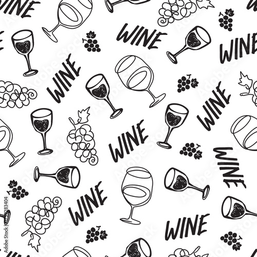 Seamless Wine Glass Extravaganza in Sip Pattern can be use for background and apparel design