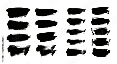 Collection of organic brush stroke textures with varied opacity and density for artistic design applications