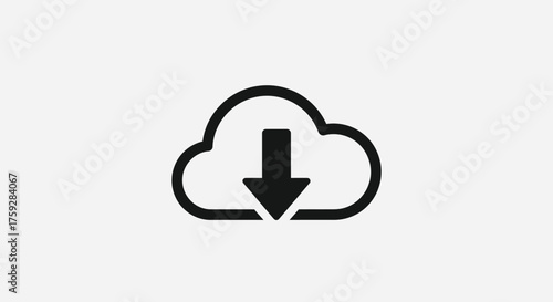 Simple cloud download icon symbolizing data upload and storage solutions for digital information vector