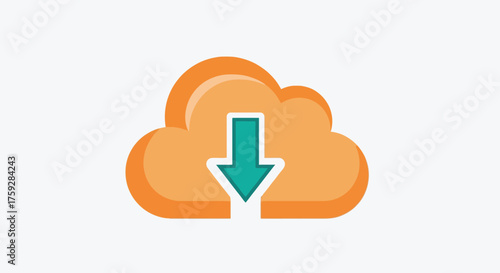 3d cloud download icon symbol with down arrow for digital storage and data transfer vector