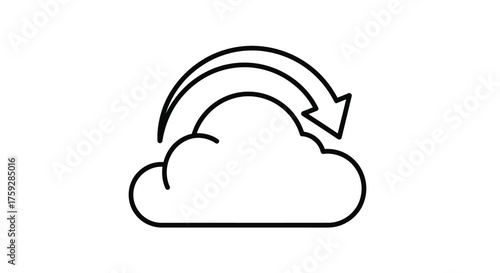 Cloud computing icon with an arrow showing data synchronization and upload process concept vector