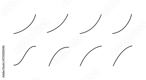 Eight realistic curved eyelash extensions showing volume and natural flutter for beauty photography vector