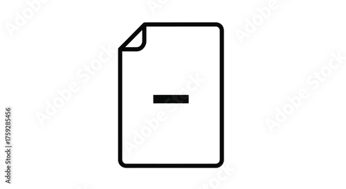 Simple icon representing a document with a minus sign signifying deletion or removal vector