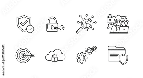 Cybersecurity icons collection set security data protection network digital technology vector