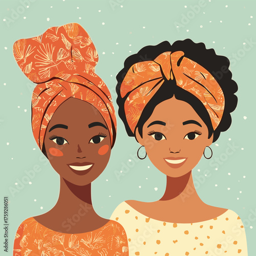 Vector Art of African Mother-Daughter Bond in Warm Expression
