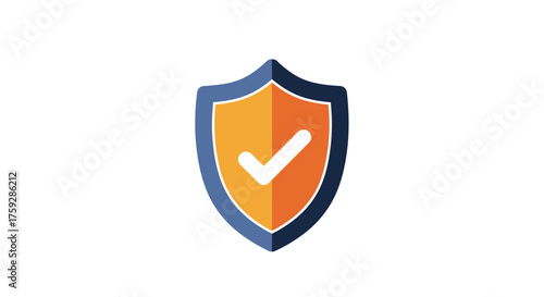 Secure shield with white check mark emblem symbolizing protection and safety assurance vector