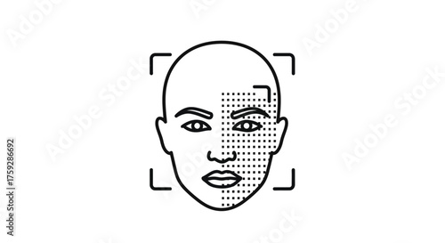 Facial recognition technology concept human face scan security technology digital id biometric identification vector