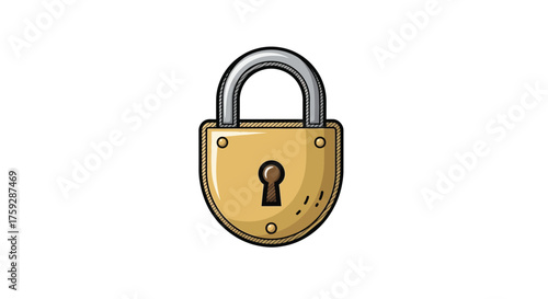 Golden padlock security symbol isolated on represents protection and safety vector
