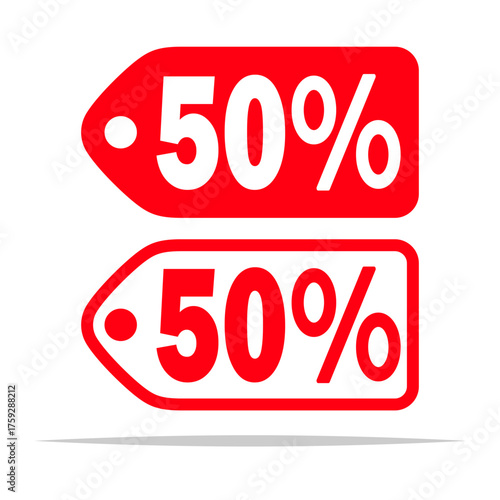 50 percent discount tag vector isolated illustration
