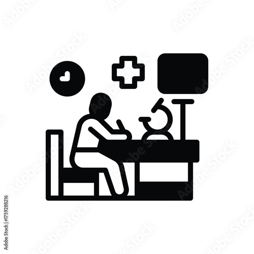 Black solid icon for test person