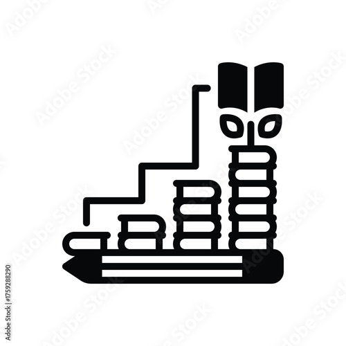 Black solid icon for study progress