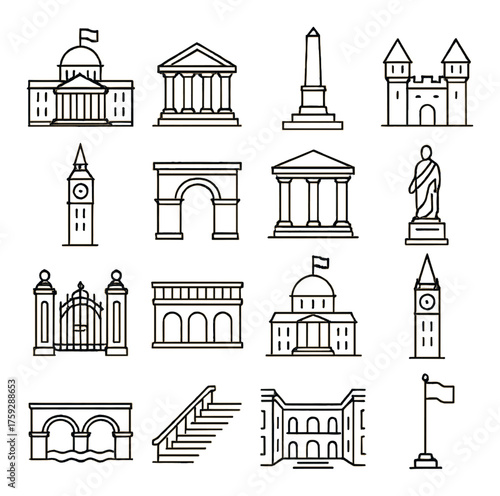 Collection of iconic architectural landmarks and structures