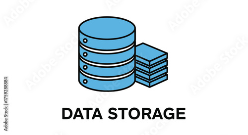 Digital data storage icon representing cloud servers and information archives vector